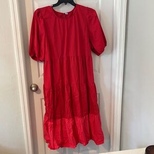 Old Navy Vibrant Red Long Sleeve Dress